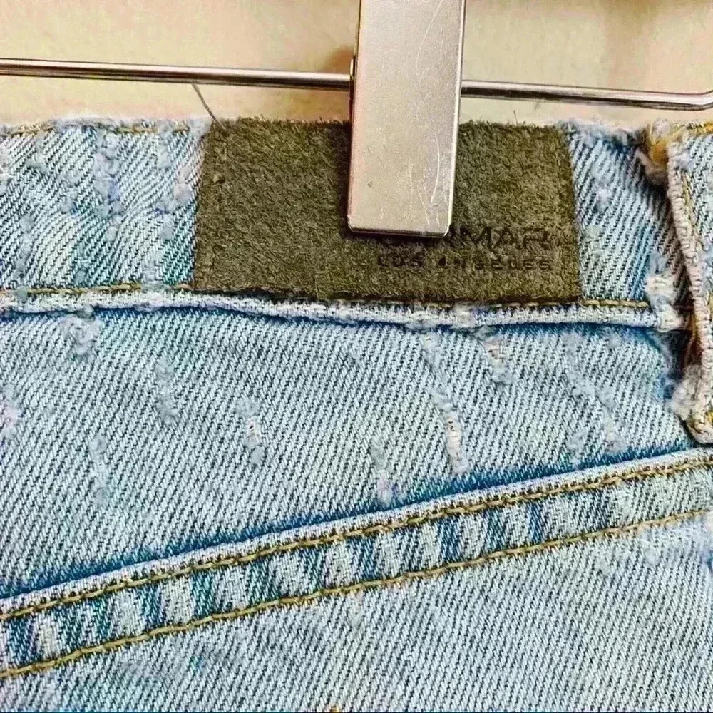 Carmar heavily distressed destroyed straight crop light wash jeans button fly 26 - Picture 12 of 16
